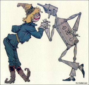 John R. Neill's illustration of the Scarecrow and the Tin Man.