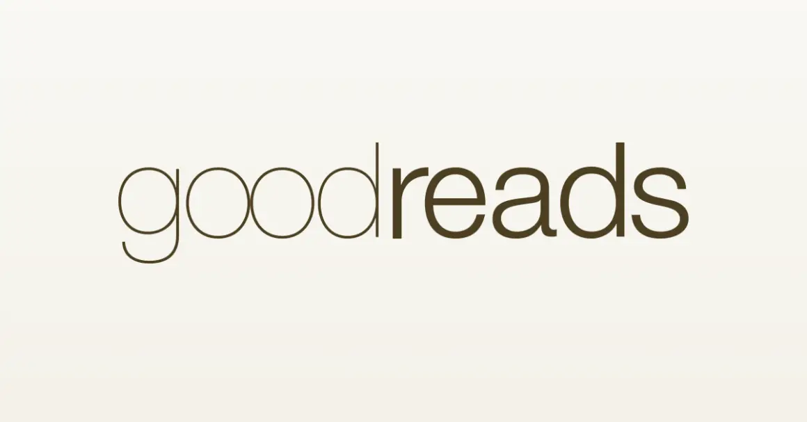 A beige background with the words: Goodreads front and center.  